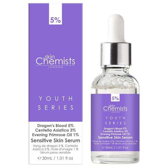 skinChemists Sensitive Skin Serum Dragon's Blood 5%, Centella Asiatica 3%, Evening Primrose Oil 1% 2 x 30ml