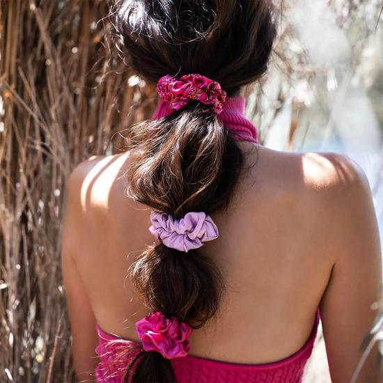 Slip Alice + Olivia Silk Large Scrunchies Spring Rose