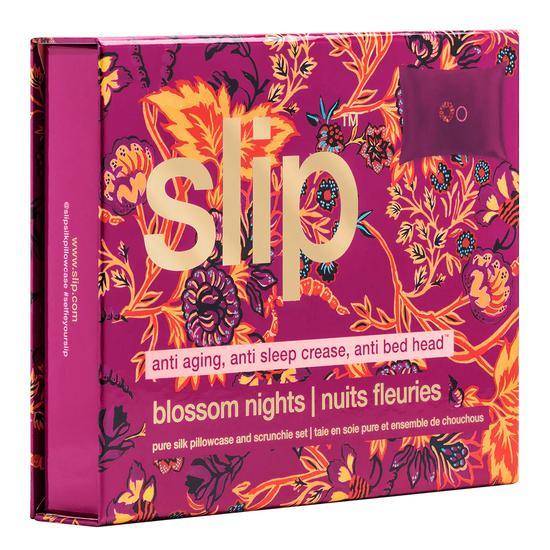 Slip Blossom Nights Gift Set Silk pillowcase + Scrunchie set