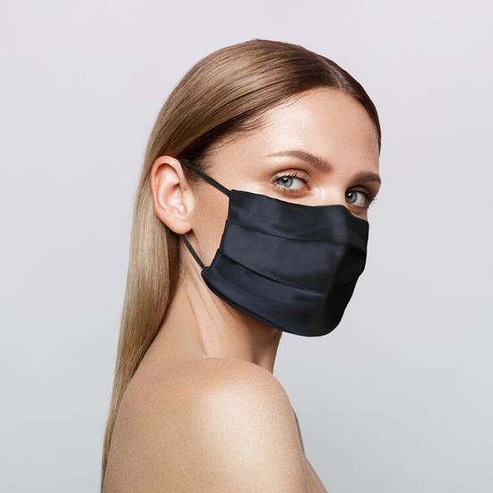Slip Reusable Silk Face Covering Black