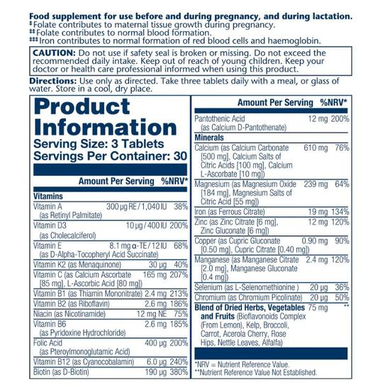 Solaray Prenatal Multivitamin Tablets Cosmetify