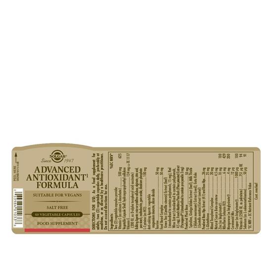 Solgar Advanced Antioxidant Formula Vegicaps 120 Vegicaps
