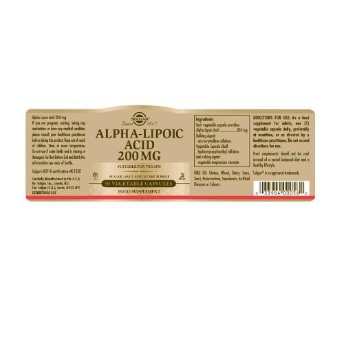 Solgar Alpha Lipoic Acid 200mg Vegicaps 50 Vegicaps