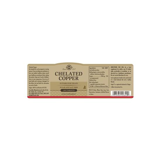 Solgar Chelated Copper Tablets 100 Tablets