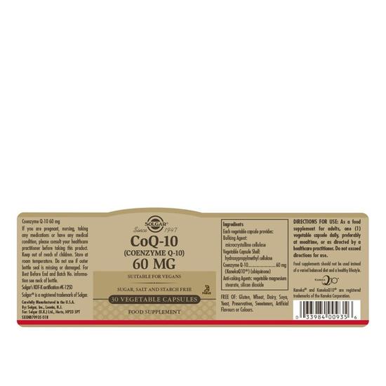 Solgar CoQ-10 60mg Vegicaps 30 Vegicaps