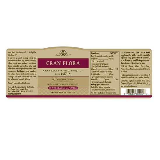 Solgar Cran Flora With Probiotics Plus Ester-C Tablets 60 Tablets