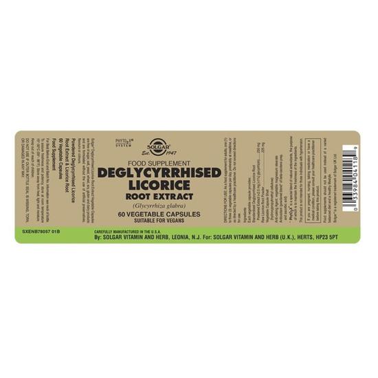 Solgar Deglycyrrhised Licorice Root Extract Vegicaps 60 Vegicaps