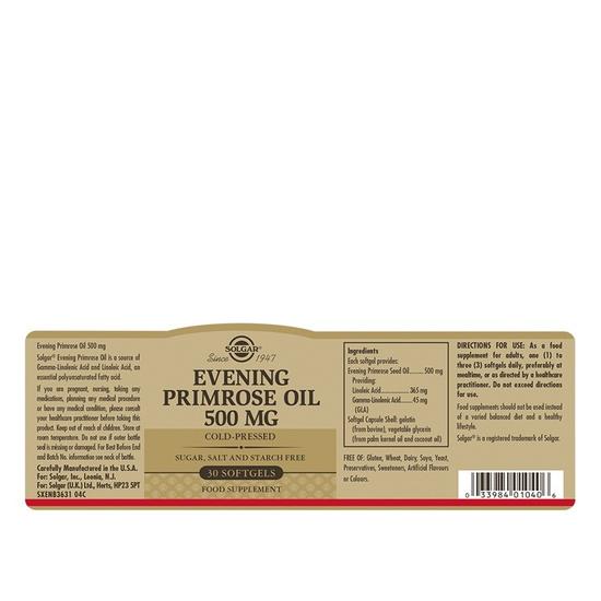 Solgar Evening Primrose Oil 500mg Softgels 30 Softgels