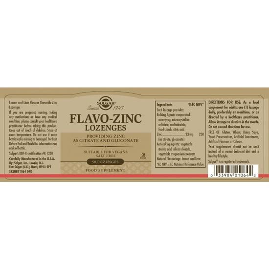 Solgar Flavo-Zinc Lozenges 50 Lozenges