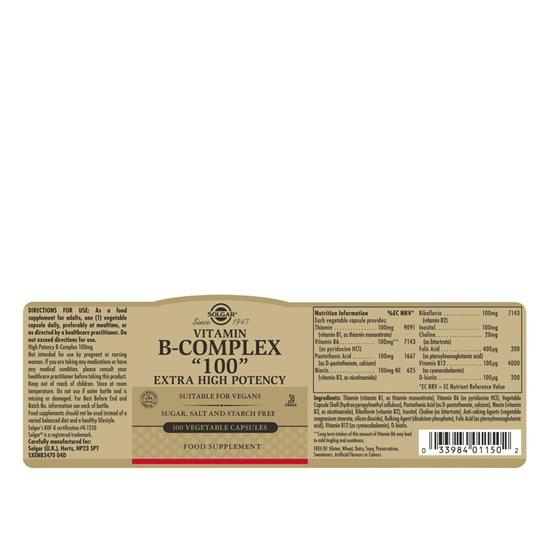 Solgar Formula Vitamin B-Complex "100" Vegicaps 100 Vegicaps
