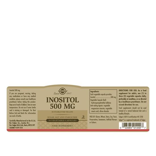 Solgar Inositol 500mg Vegicaps 50 Vegicaps