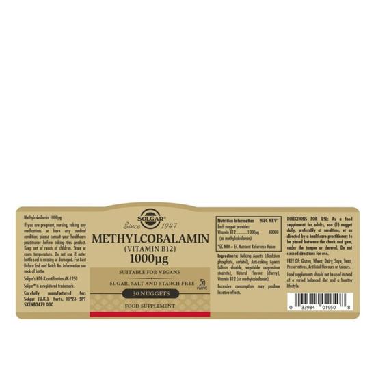 Solgar Methylcobalamin 1000mcg Nuggets 30 Nuggets