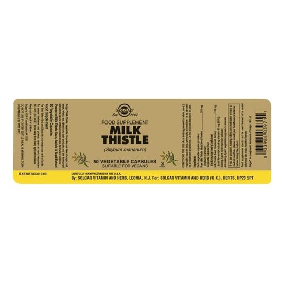 Solgar Milk Thistle 100mg Full Potency Vegicaps 50 Vegicaps