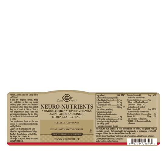 Solgar Neuro Nutrients Vegicaps 30 Vegicaps