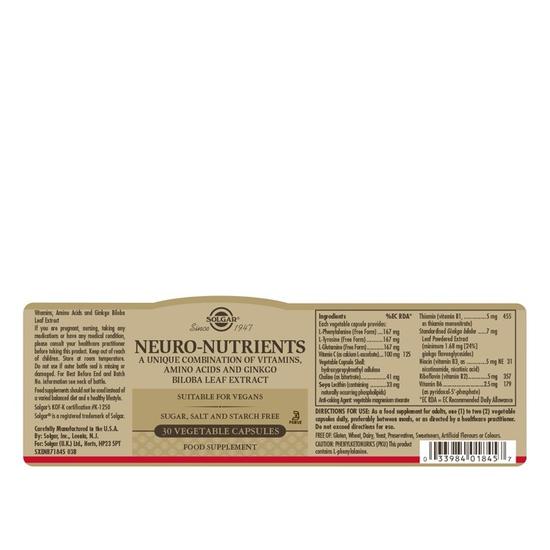Solgar Neuro Nutrients Vegicaps 30 Vegicaps