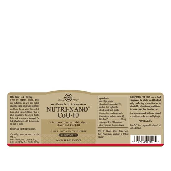 Solgar Nutri-Nano CoQ-10 3.1x Softgels 50 Softgels