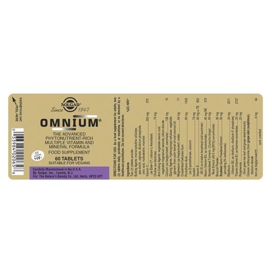 Solgar Omnium Tablets 30 Tablets