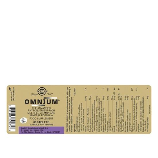 Solgar Omnium Tablets 30 Tablets