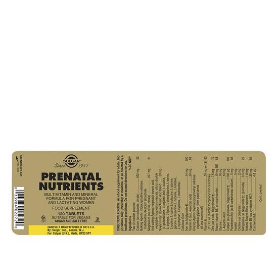 Solgar Prenatal Nutrients Tablets 60 Tablets