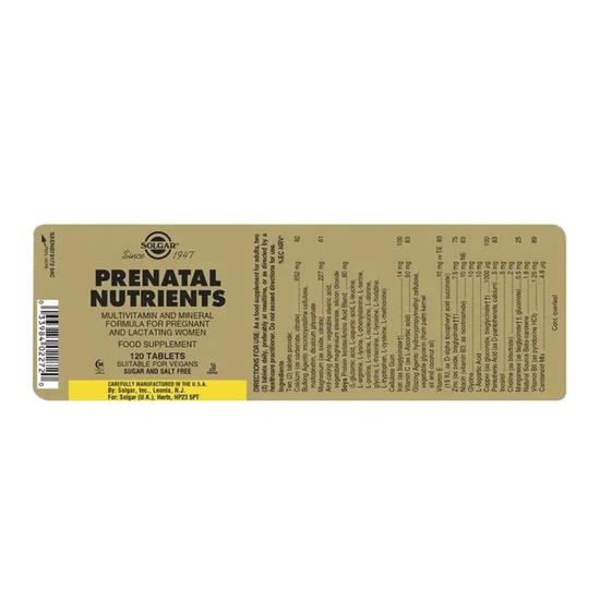 Solgar Prenatal Nutrients Tablets 60 Tablets