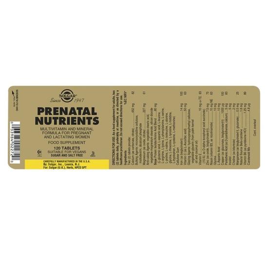 Solgar Prenatal Nutrients Tablets 120 Tablets