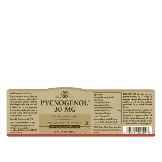 Solgar Pycnogenol 30mg Vegicaps 30 Vegicaps