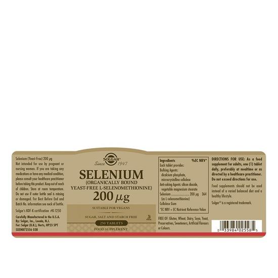 Solgar Selenium 200ug Yeast Free Tablets 50 Tablets