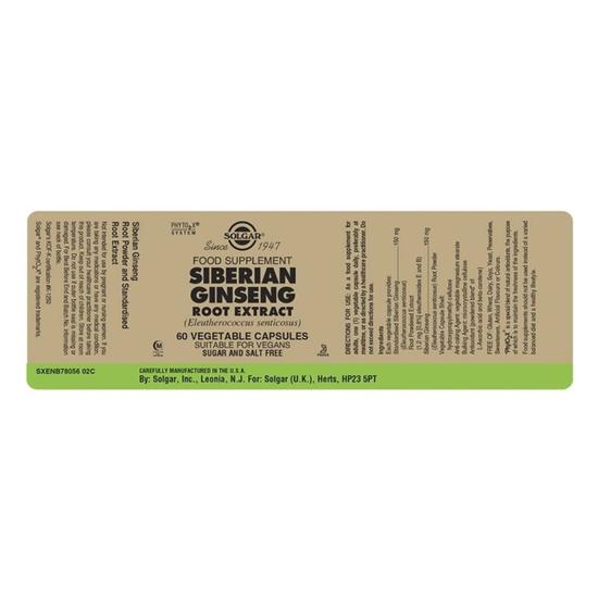 Solgar Siberian Ginseng Root Extract Vegicaps 60 Vegicaps