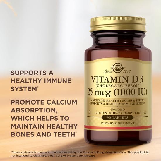 Solgar Vitamin D3 Cholecalciferol 1000 IU 25mcg x90