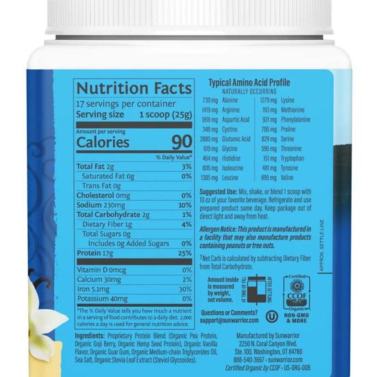SunWarrior Protein Warrior Blend Unflavoured 375g