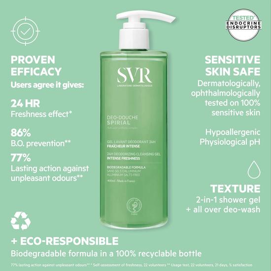 SVR SPIRIAL Deo Douche Shower Deodorant Gel Cleanser 55ml