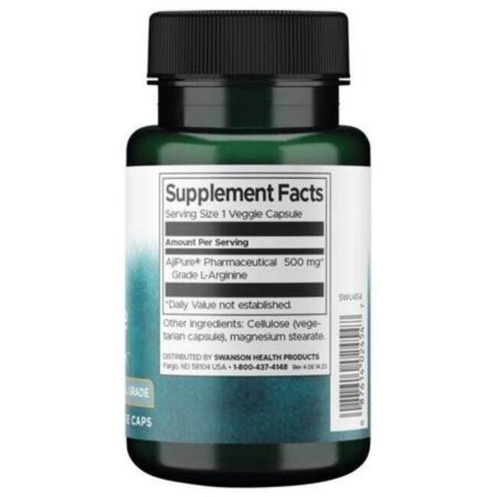 Swanson AjiPure L-Arginine 500mg Capsules 60 Capsules