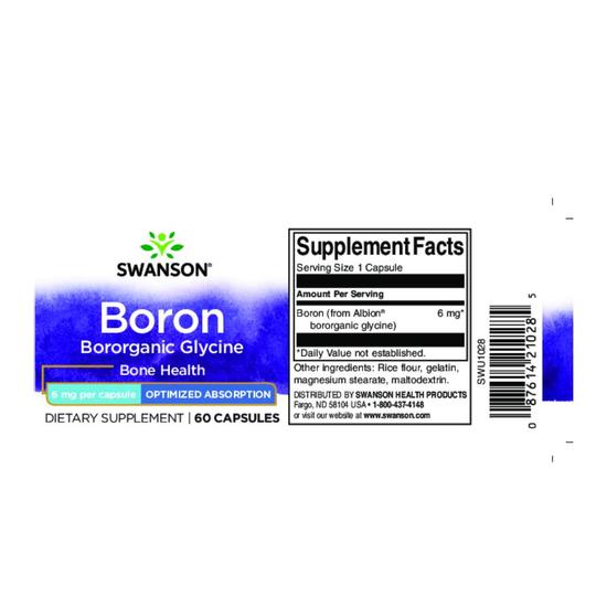 Swanson Albion Boron Glycine 6mg Capsules 60 Capsules