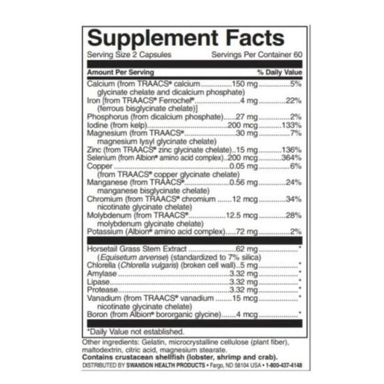 Swanson Albion Multi-Mineral With Iron Capsules 120 Capsules