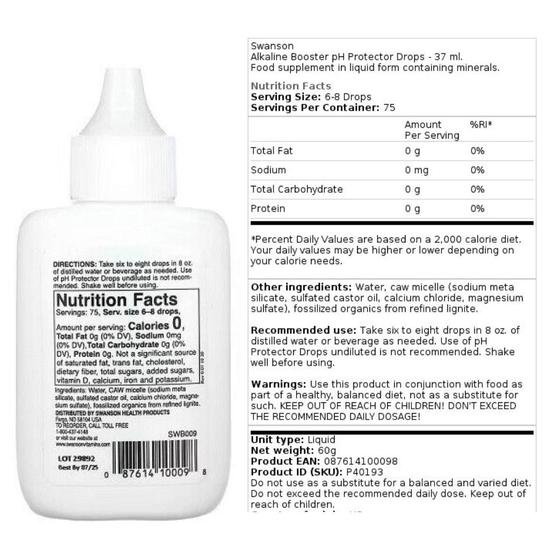 Swanson Alkaline Booster pH Protector Drops 37ml