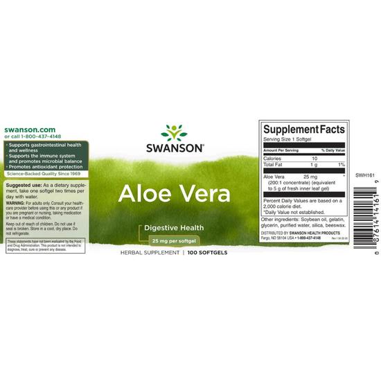 Swanson Aloe Vera 25mg Softgels 100 Softgels