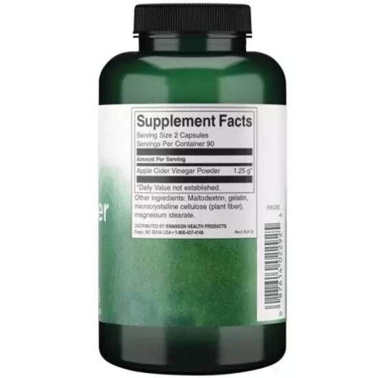 Swanson Apple Cider Vinegar 1250mg High Potency Capsules 180 Capsules