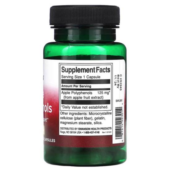 Swanson Apple Polyphenols 125mg Capsules 60 Capsules