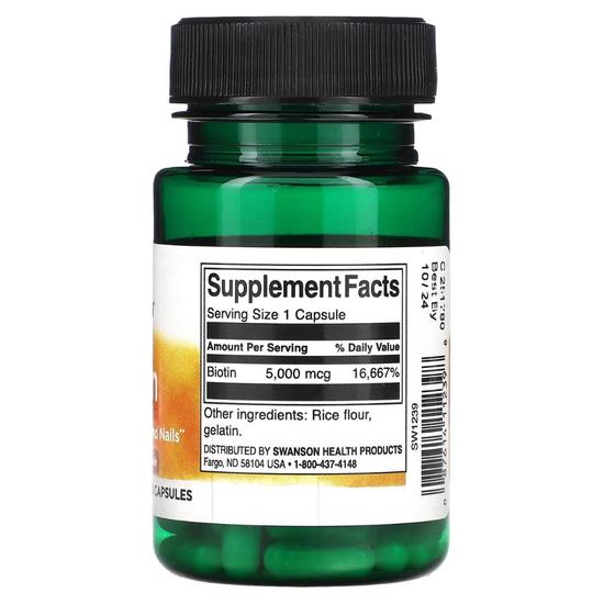 Swanson Biotin 5000mcg Capsules 30 Capsules