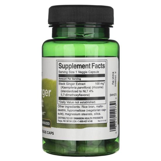 Swanson Black Ginger Extract 100mg Capsules 30 Capsules