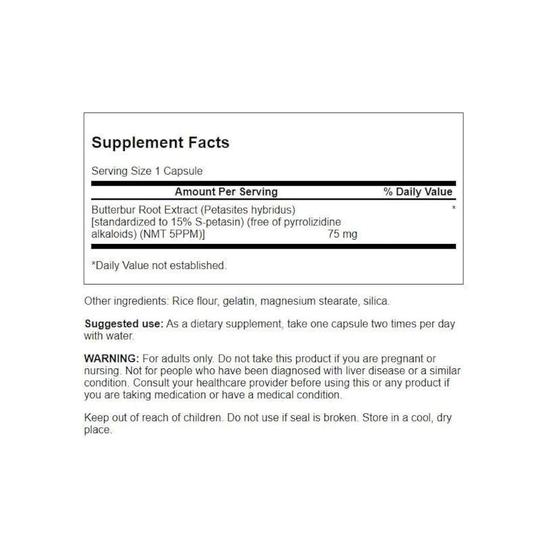 Swanson Butterbur Extract 75mg Capsules 60 Capsules