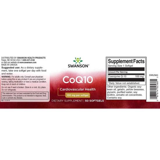 Swanson CoQ-10 100mg Softgels 100 Softgels