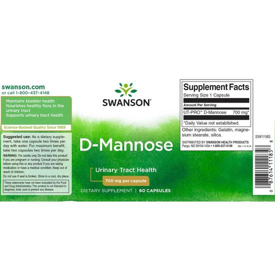 Swanson D-Mannose 700mg Capsules 60 Capsules