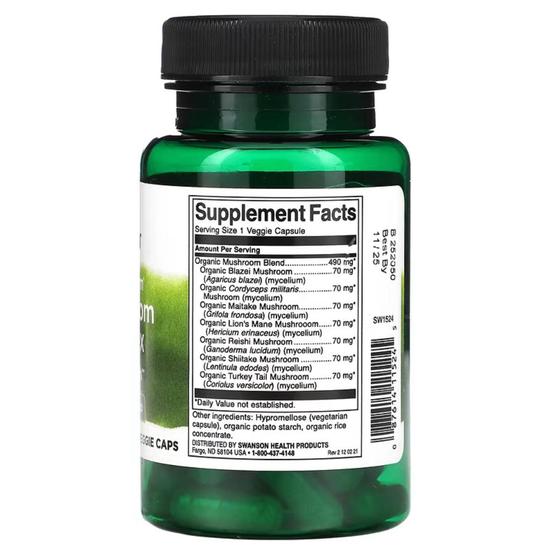 Swanson Full Spectrum 7 Mushroom Complex Capsules 60 Capsules