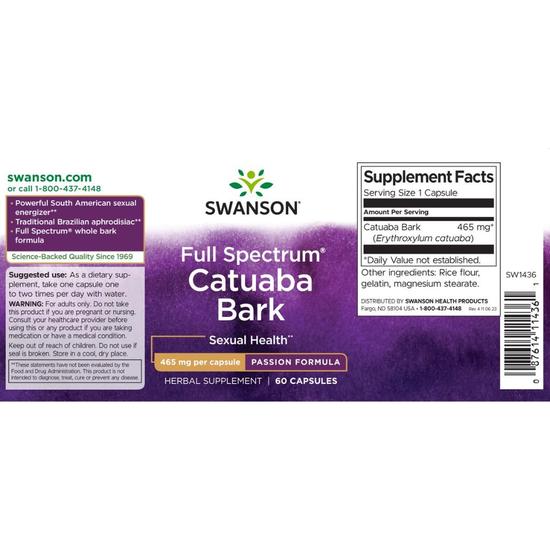 Swanson Full Spectrum Catuaba Bark 465mg Capsules 120 Capsules
