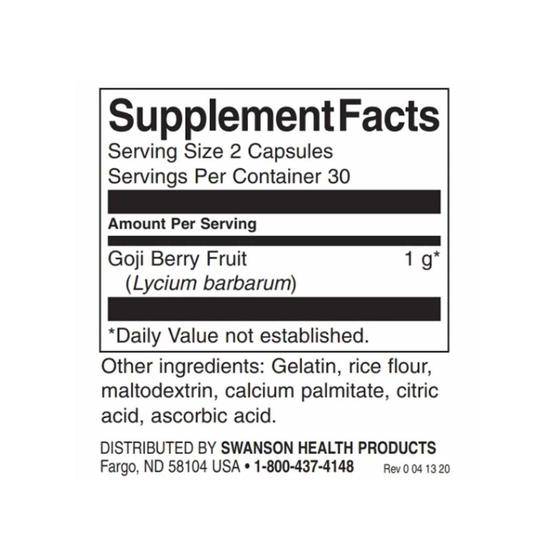 Swanson Full Spectrum Goji Berry 500mg Capsules 60 Capsules