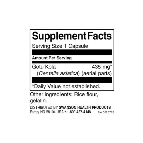 Swanson Full Spectrum Gotu Kola 435mg Capsules 60 Capsules