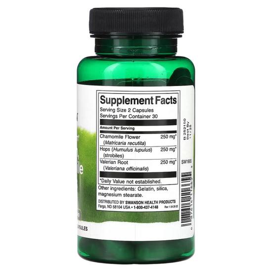 Swanson Full Spectrum Valerian Chamomile & Hops Capsules 60 Capsules