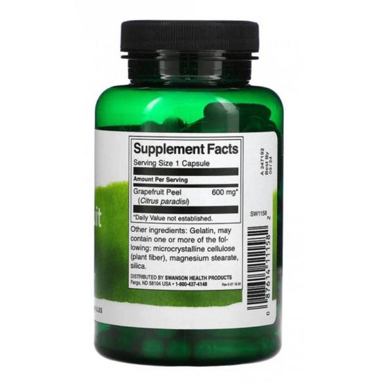 Swanson Grapefruit Peel 600mg Capsules 120 Capsules