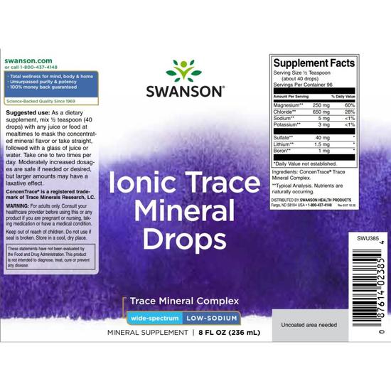 Swanson Ionic Trace Mineral Drops 236ml